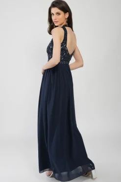 Saffron Floral Embellished And Embroidered Maxi Dress