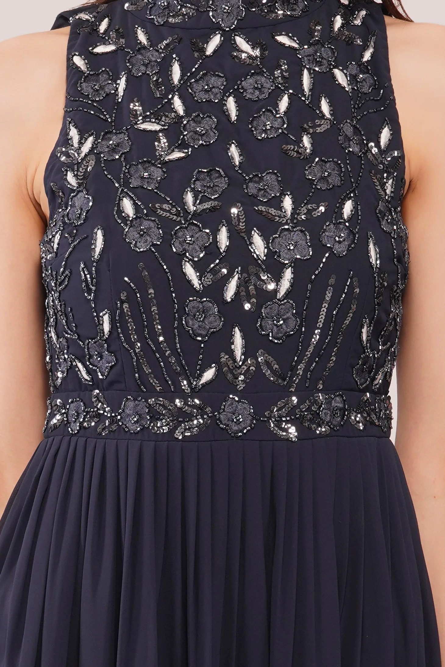 Saffron Floral Embellished And Embroidered Maxi Dress