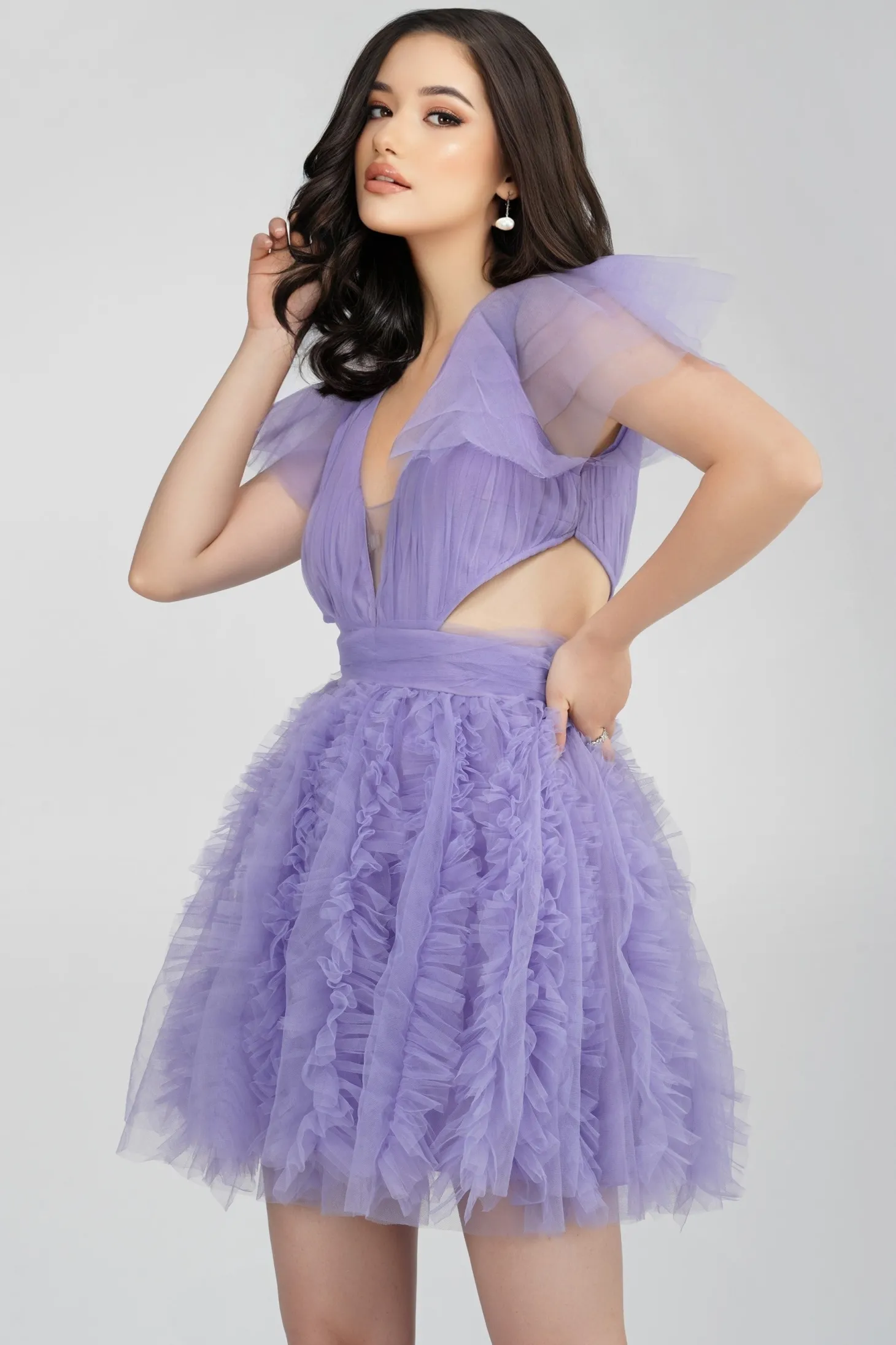 Sage Purple Tulle Mini Dress