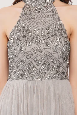 Sareen Grey Embellished Maxi Dress