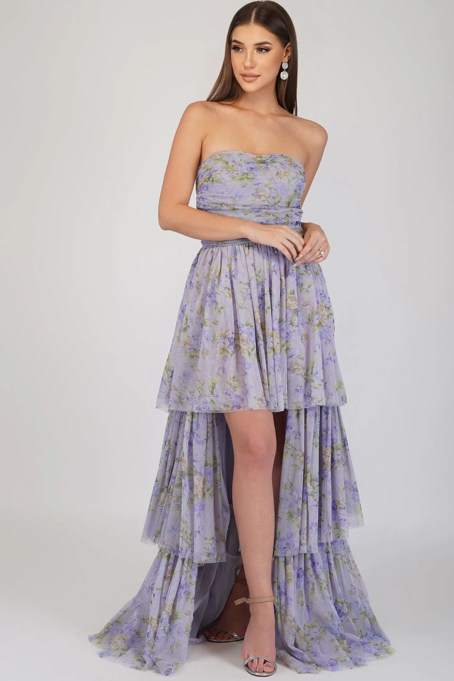 Shiloh Purple Printed Tulle Dress