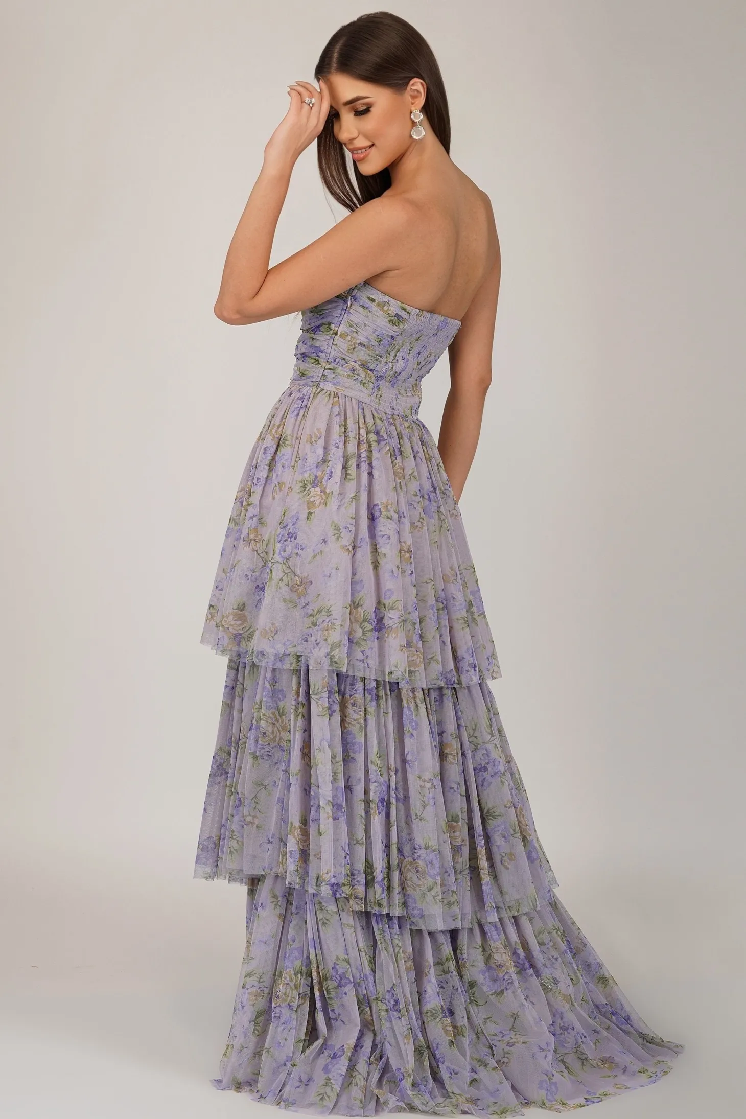 Shiloh Purple Printed Tulle Dress