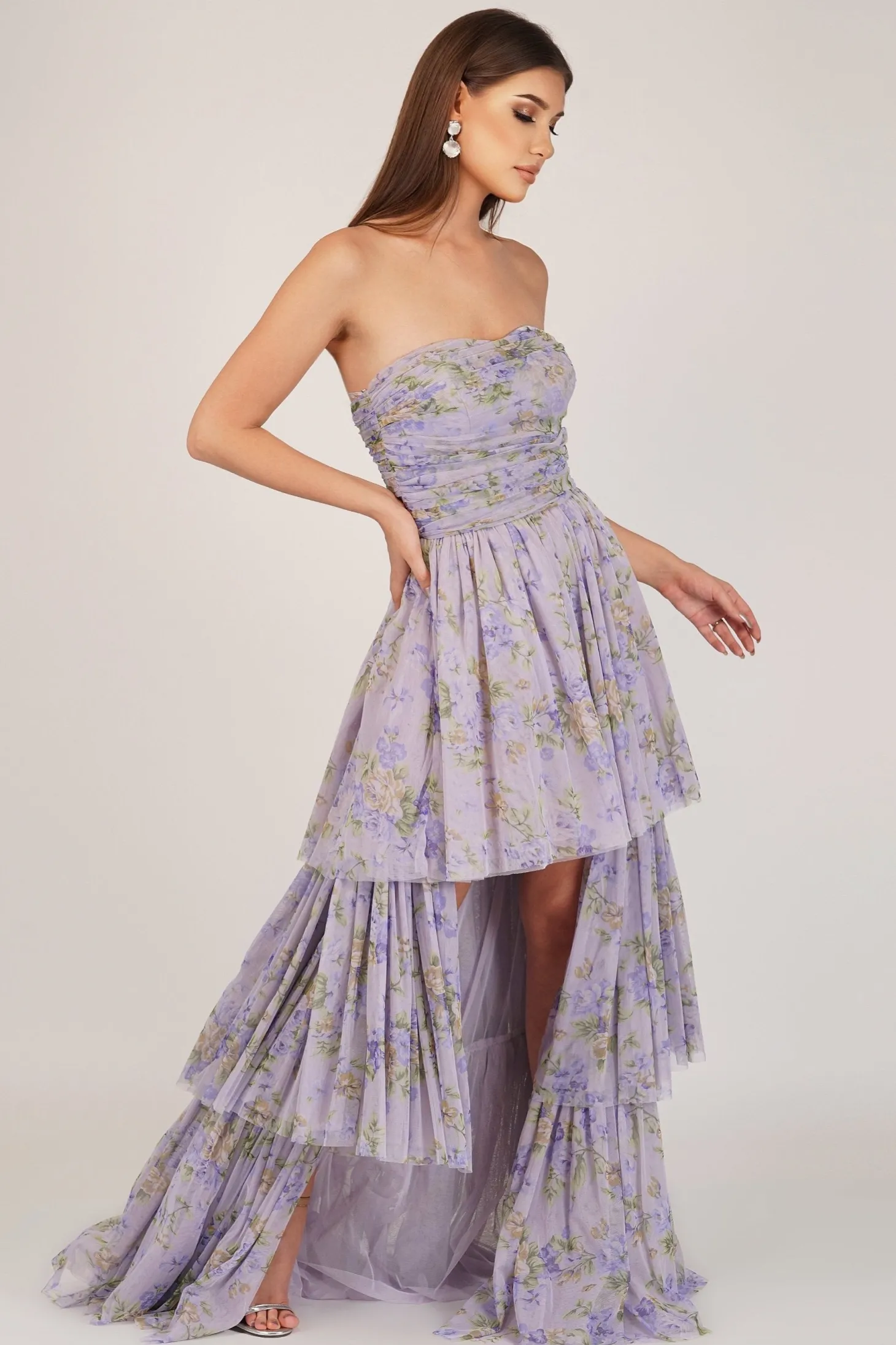 Shiloh Purple Printed Tulle Dress