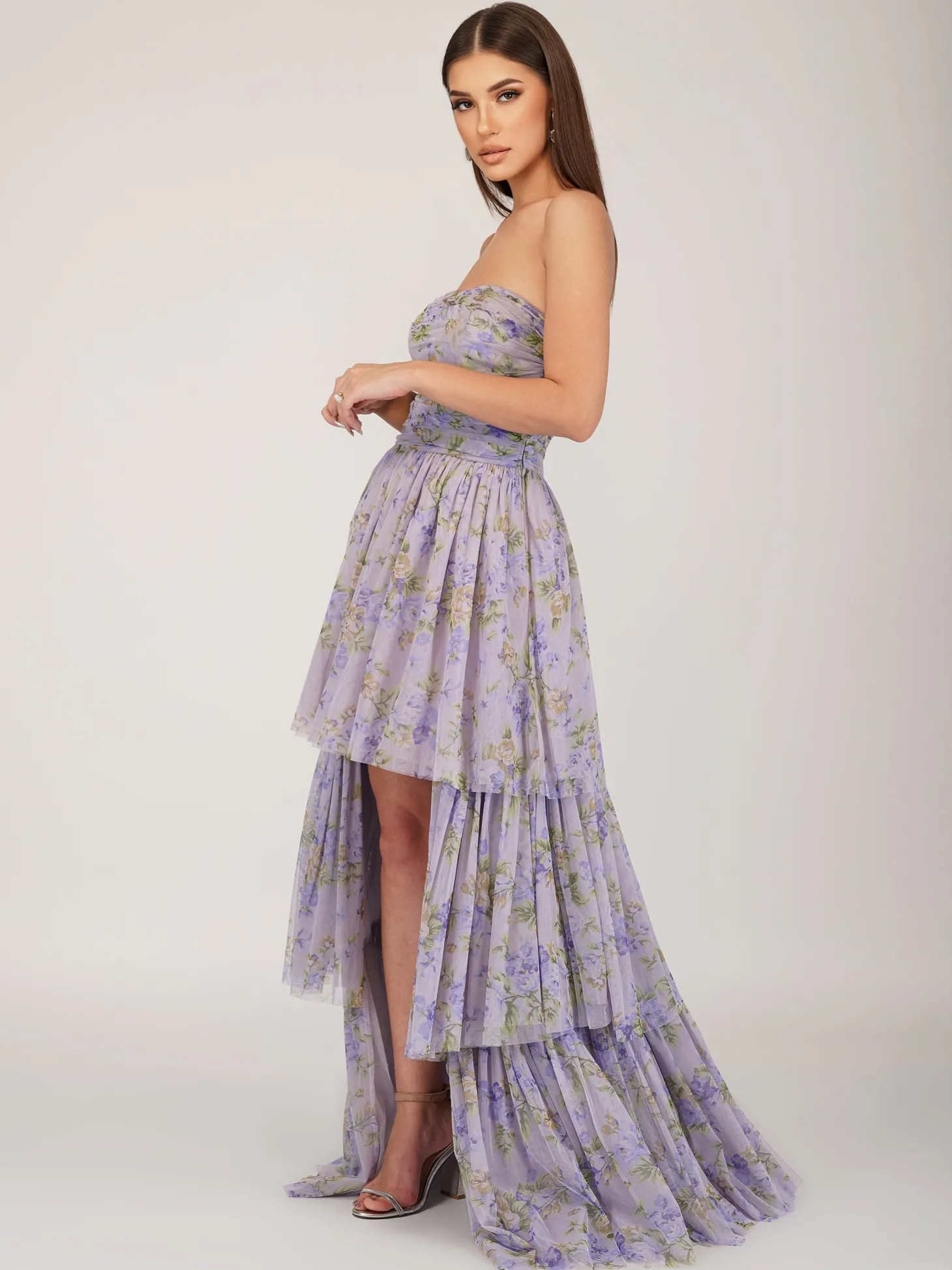 Shiloh Purple Printed Tulle Dress
