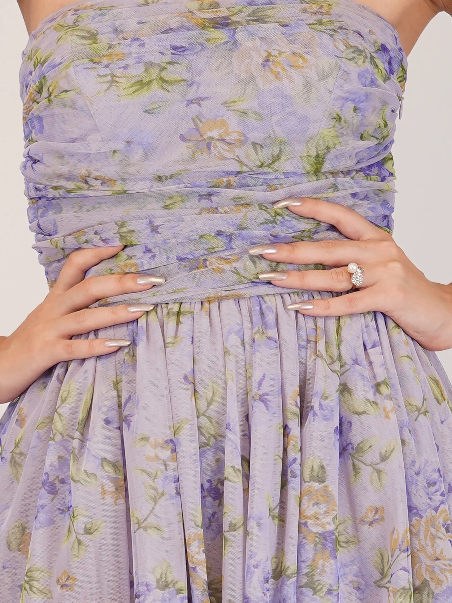 Shiloh Purple Printed Tulle Dress