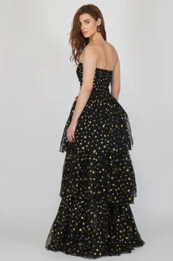 Shiloh Star Printed Tulle Dress In Black