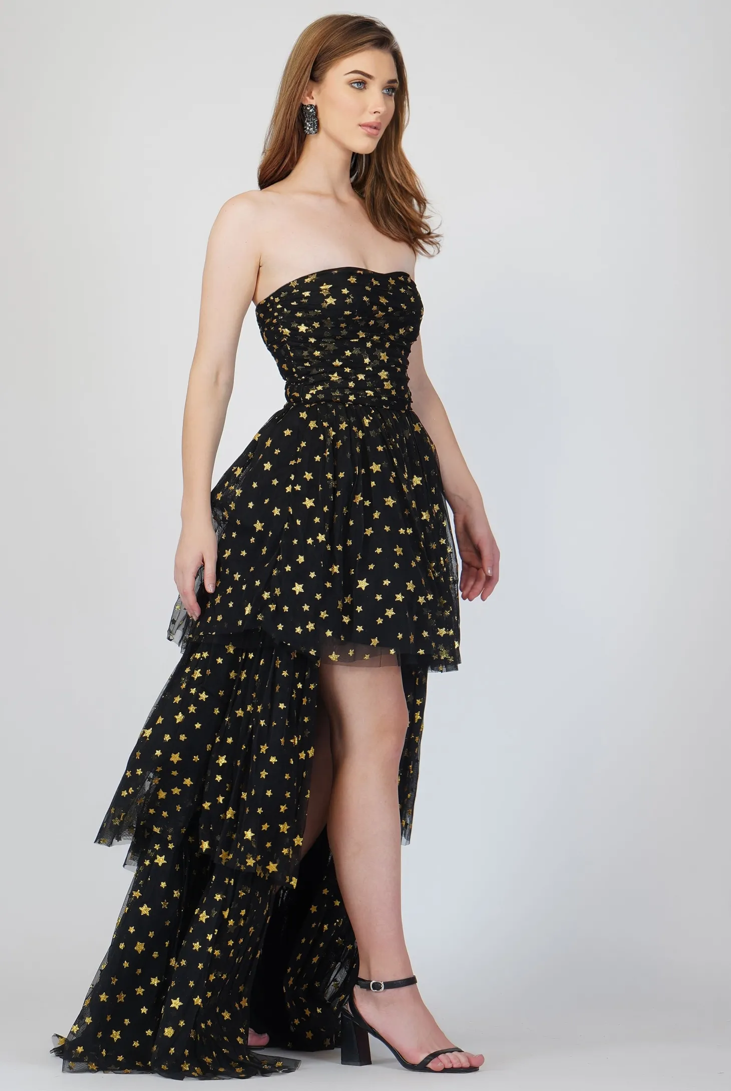 Shiloh Star Printed Tulle Dress In Black