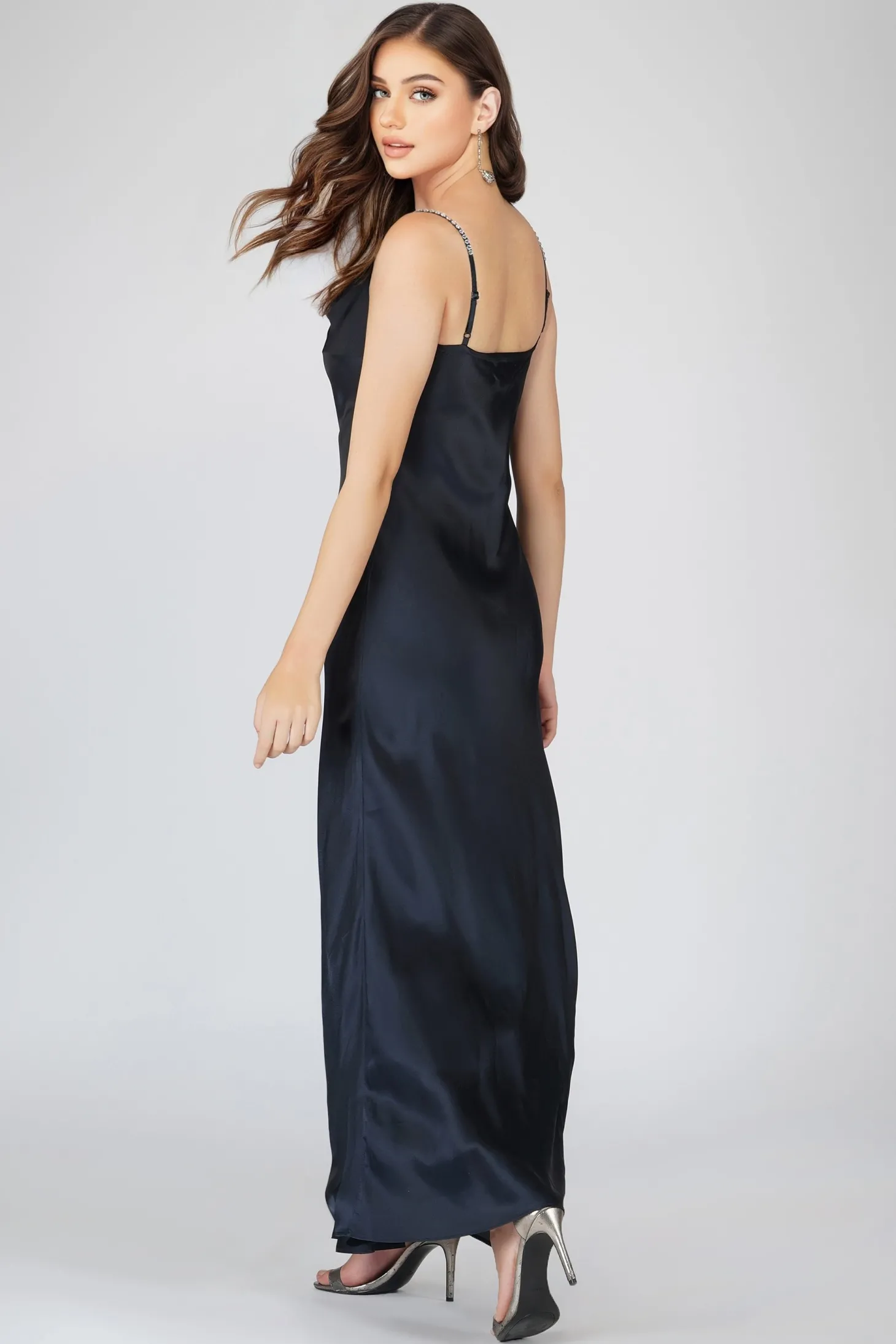 Sienna Navy Blue Satin Maxi Dress