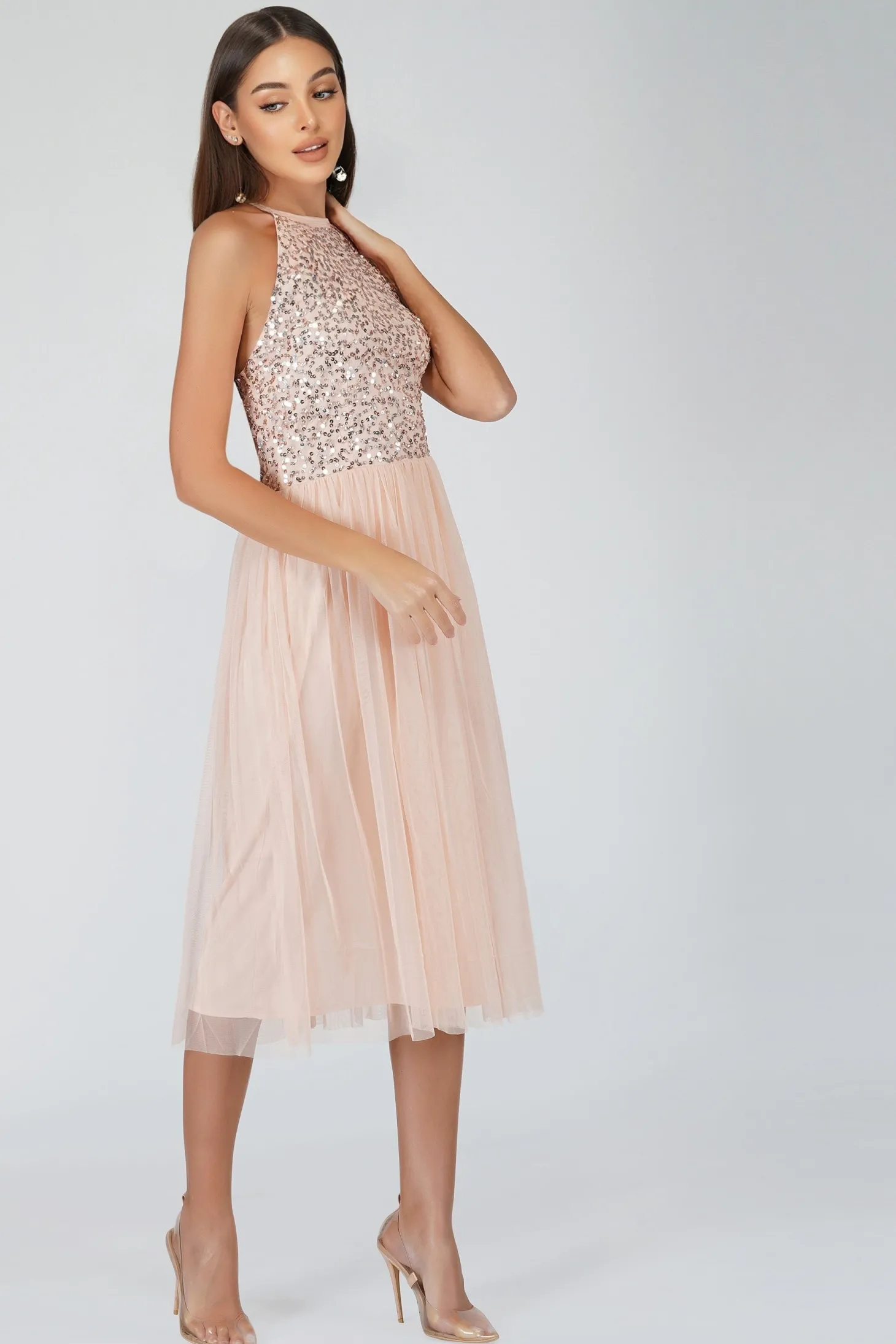 Sprinkle Blush Pink Bridesmaid Midi Dress