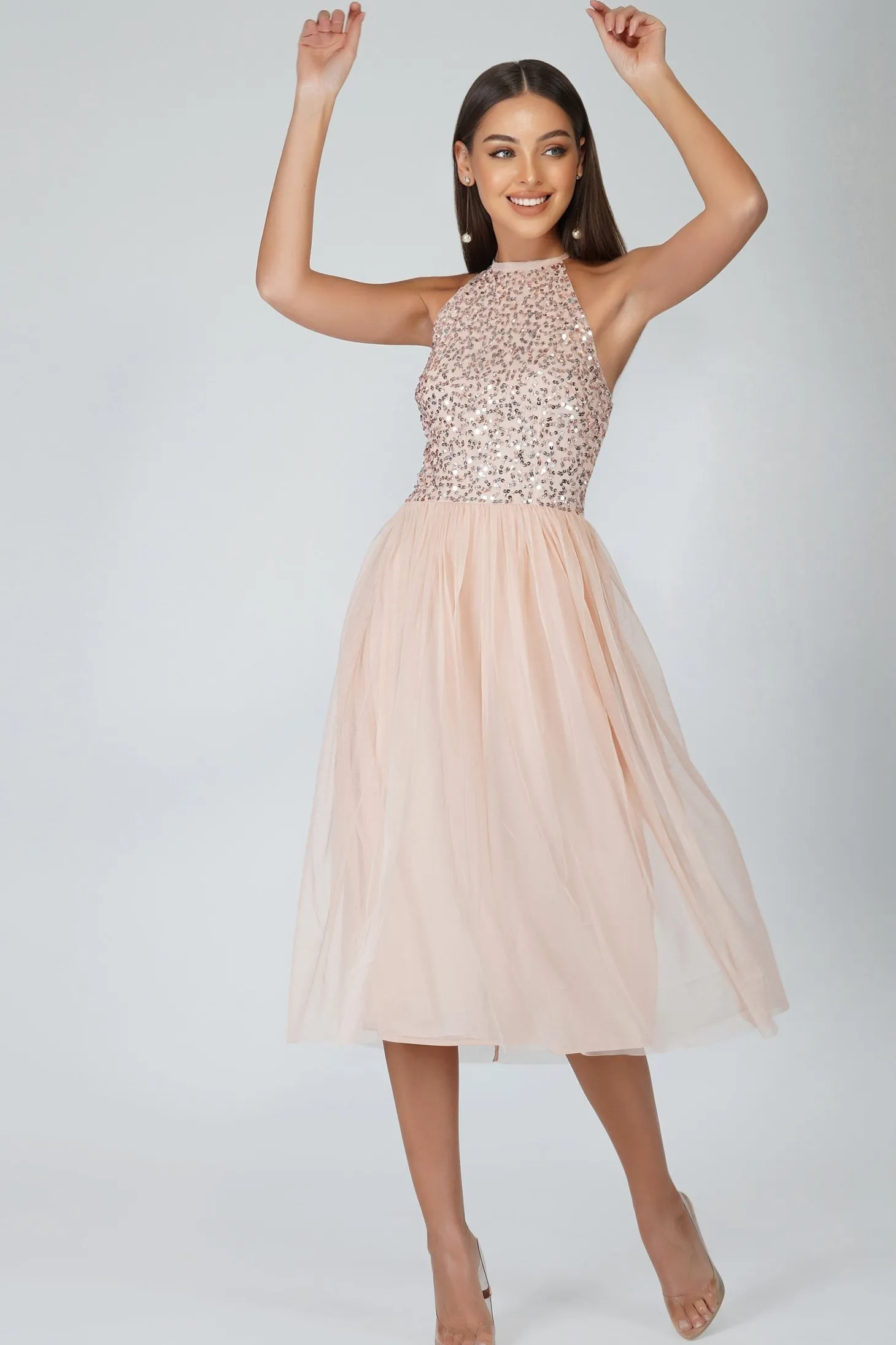 Sprinkle Blush Pink Bridesmaid Midi Dress