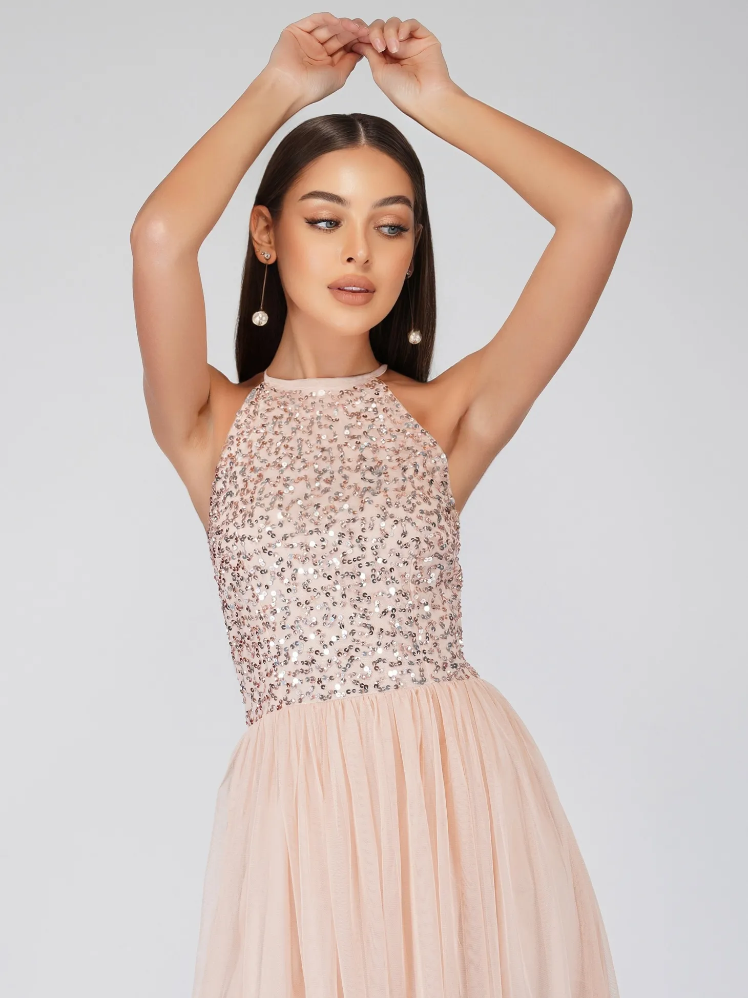 Sprinkle Blush Pink Bridesmaid Midi Dress