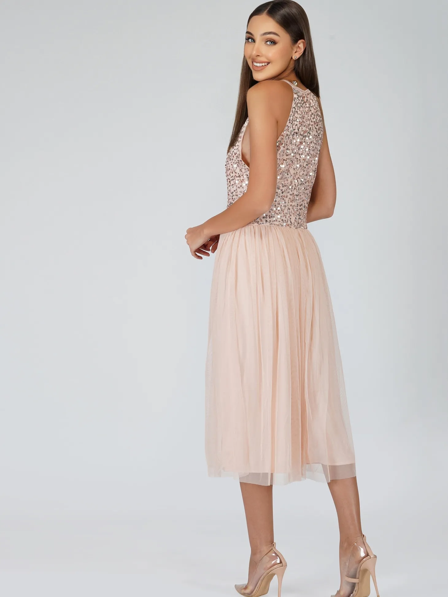 Sprinkle Blush Pink Bridesmaid Midi Dress