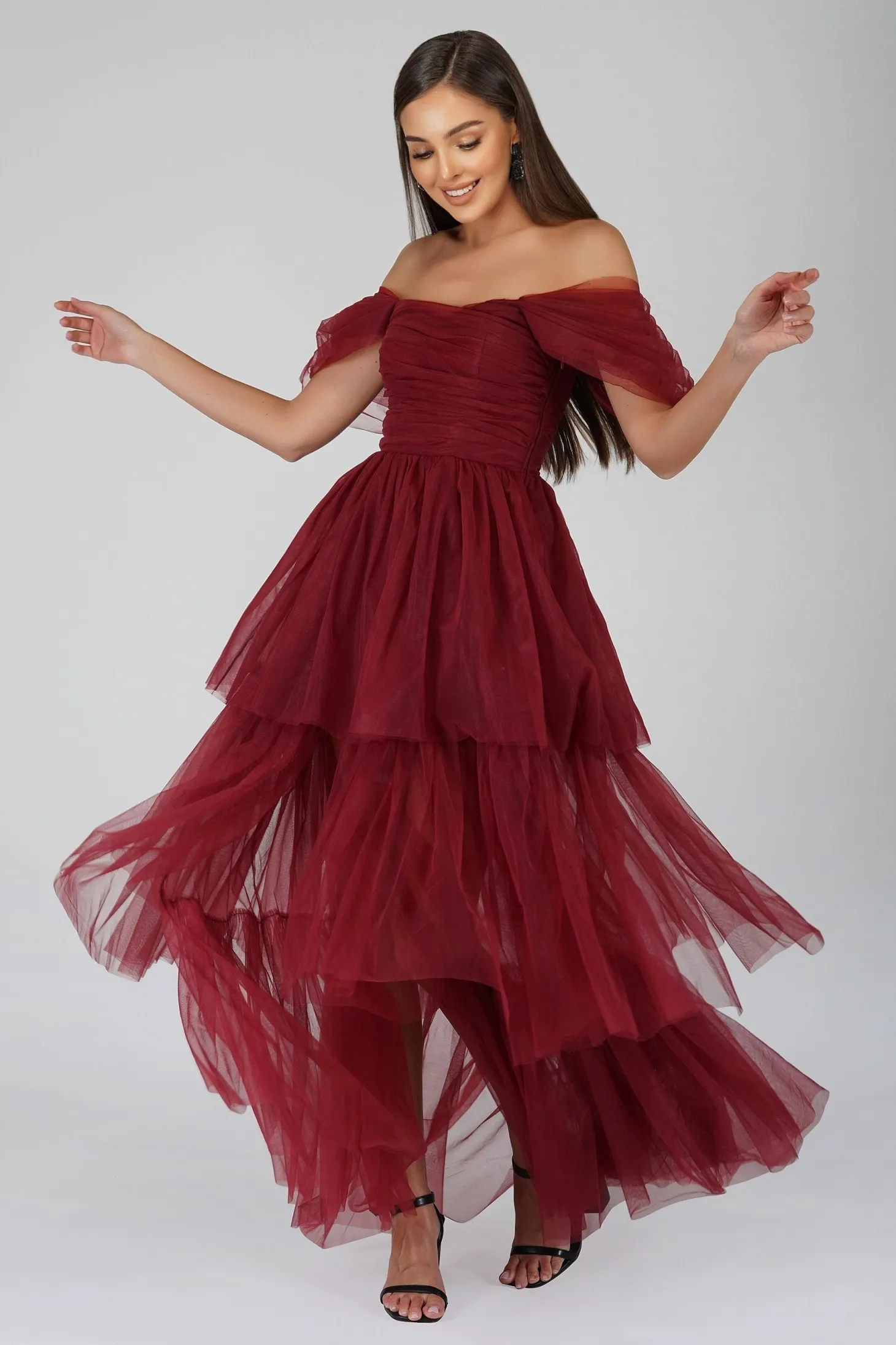 Sydney Burgundy Tulle Maxi Dress