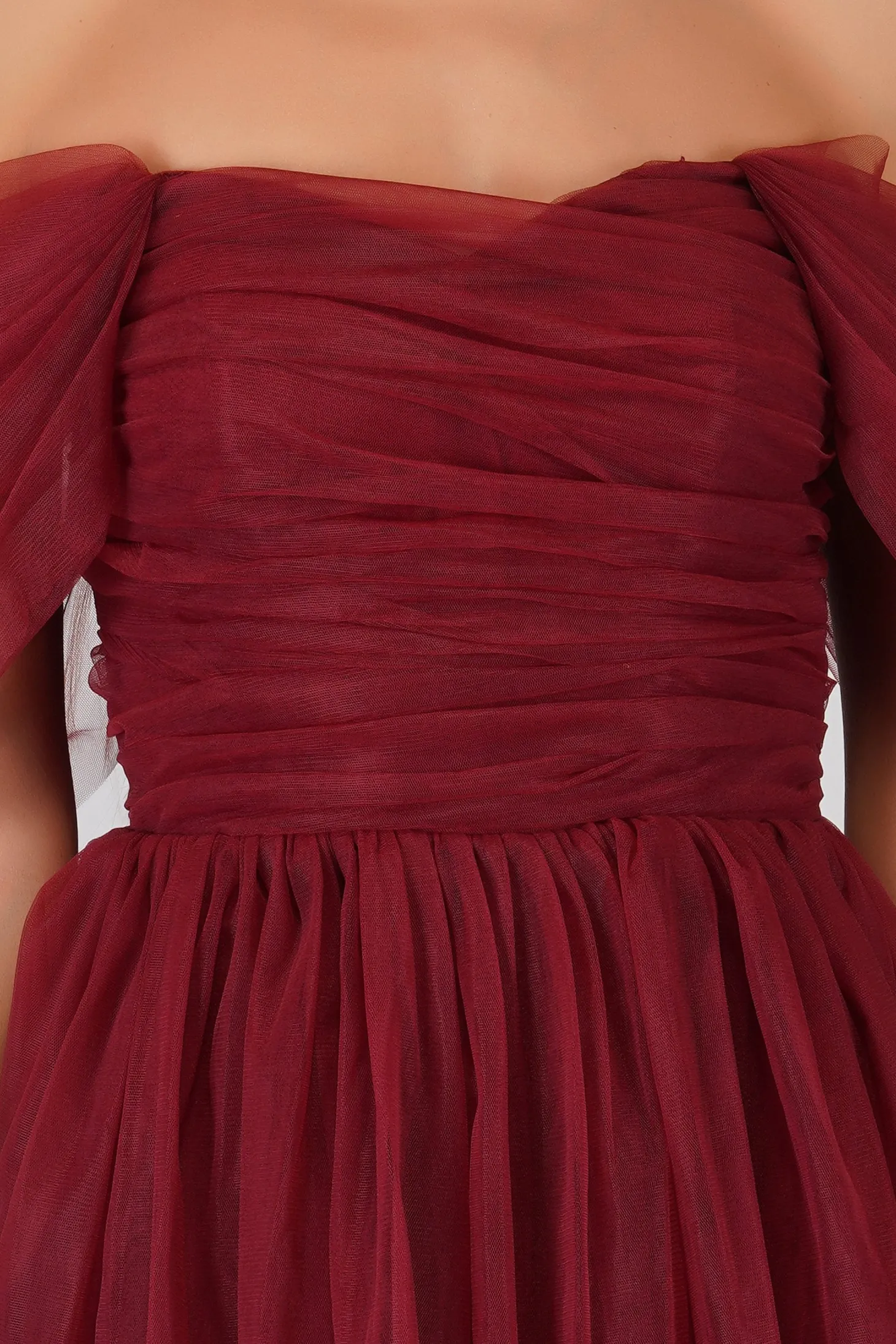 Sydney Burgundy Tulle Maxi Dress