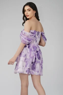 Sydney Chiffon Mini Dress In Lavender