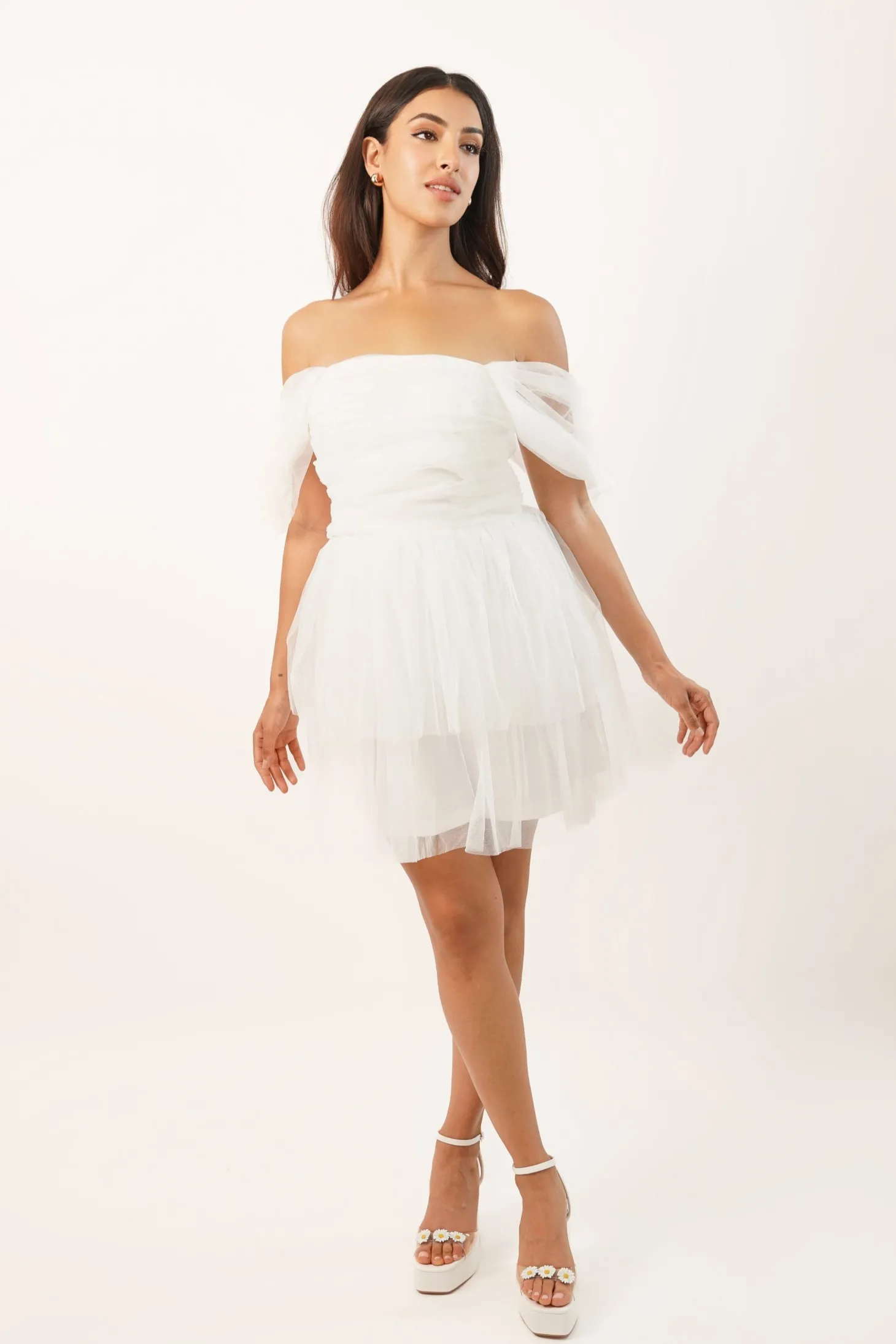 Sydney Double Layered Ivory Tulle Mini Dress
