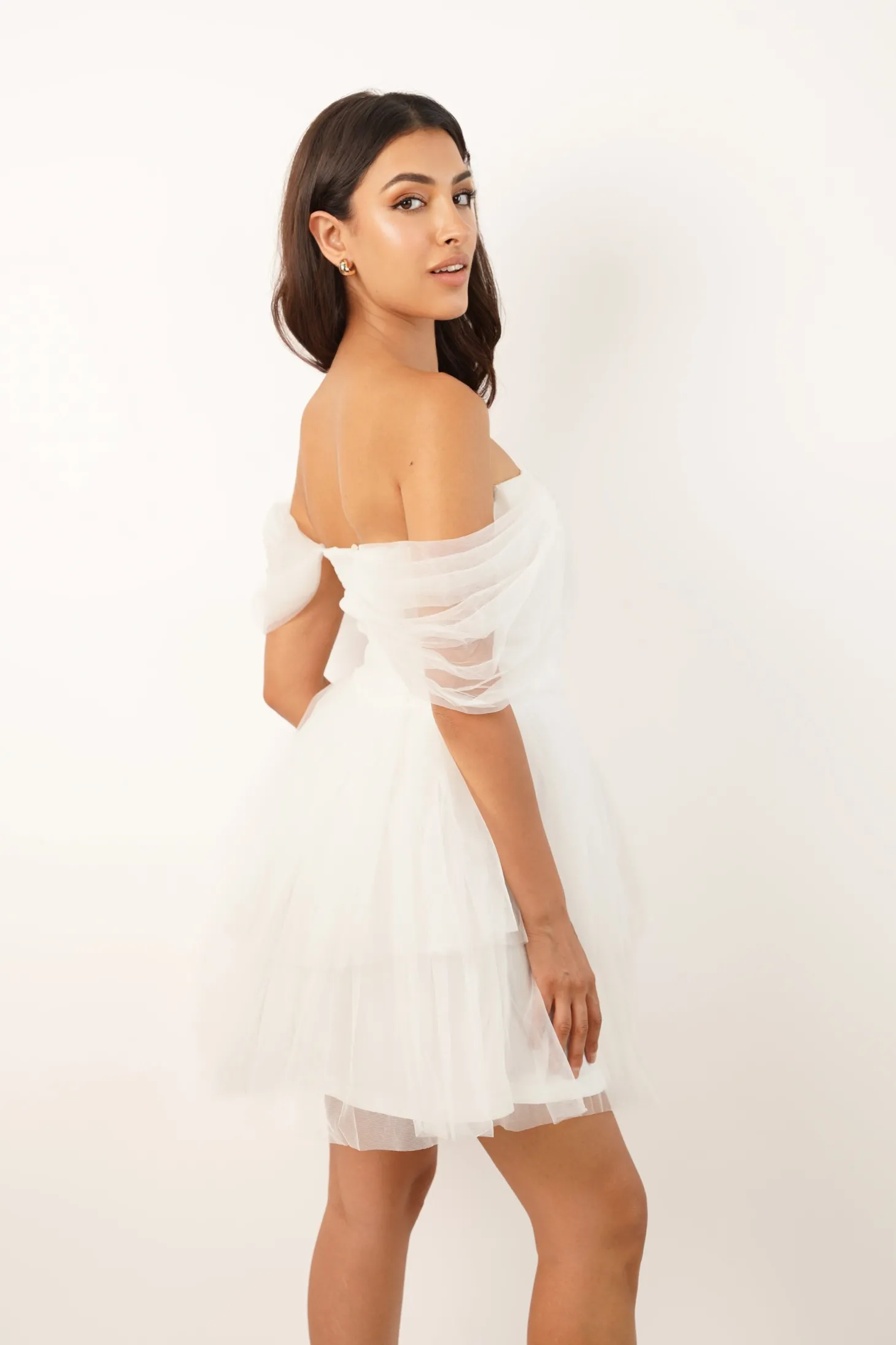 Sydney Double Layered Ivory Tulle Mini Dress