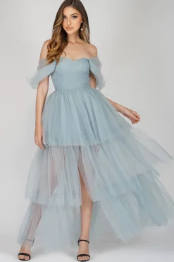 Sydney Dusty Blue Tulle Dress