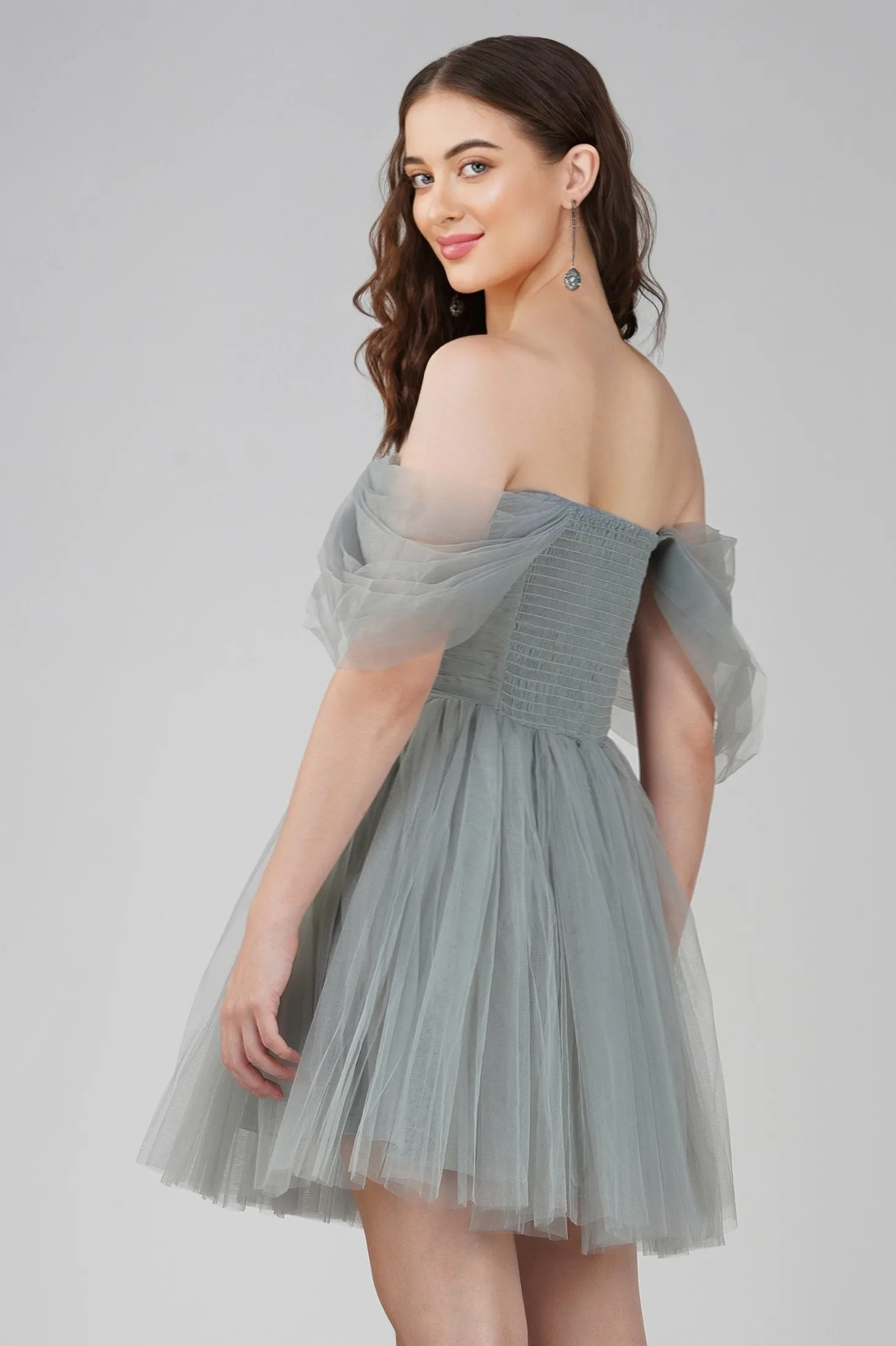Sydney Dusty Blue Tulle Mini Dress