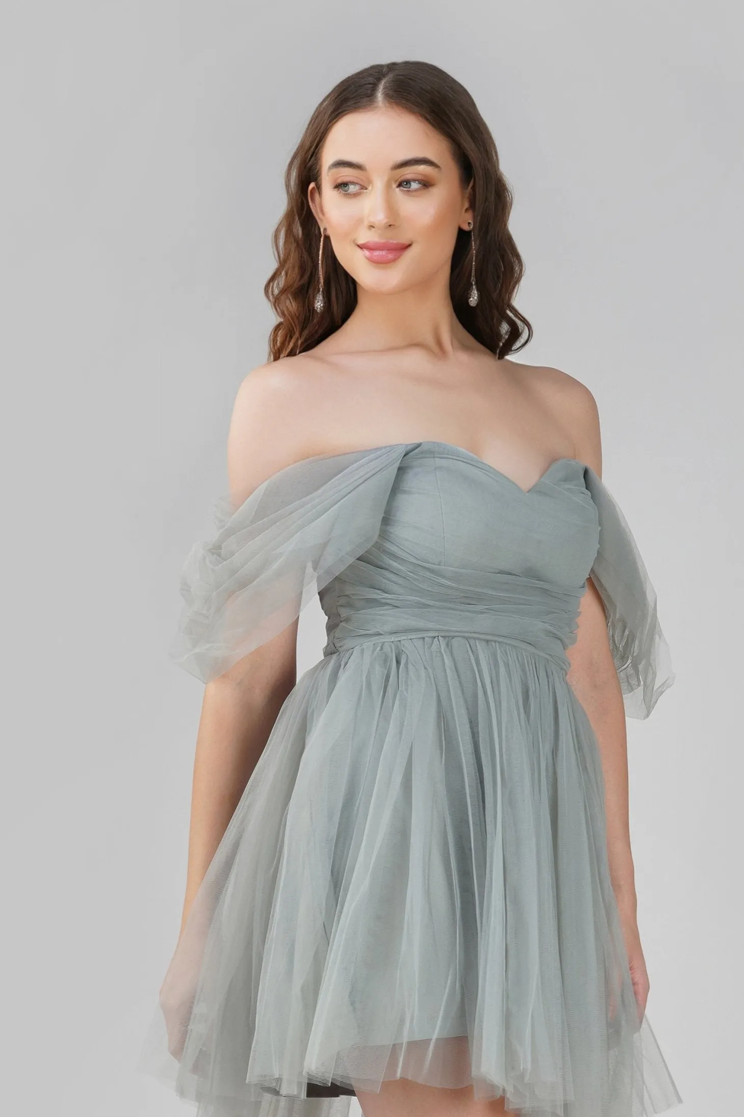 Sydney Dusty Blue Tulle Mini Dress