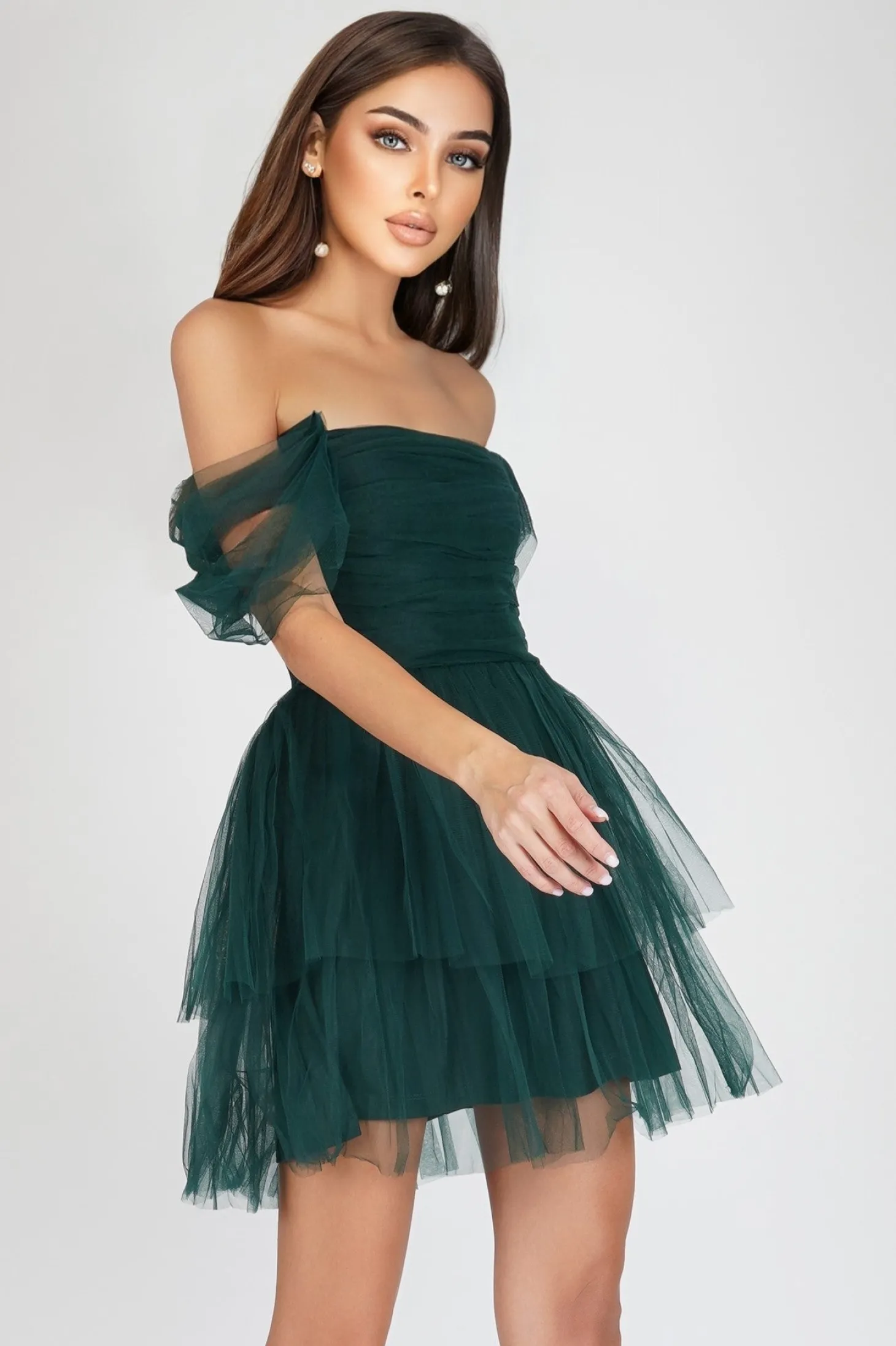 Sydney Emerald Green Plus Tulle Mini Dress