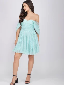 Sydney Tulle Polka Mini Dress In Mint
