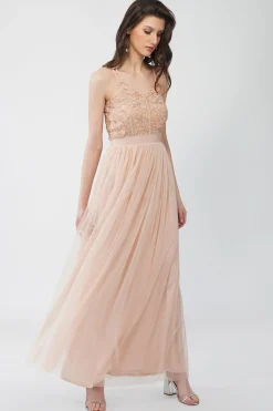 Ursa Blush Pink Embellished Maxi Dress