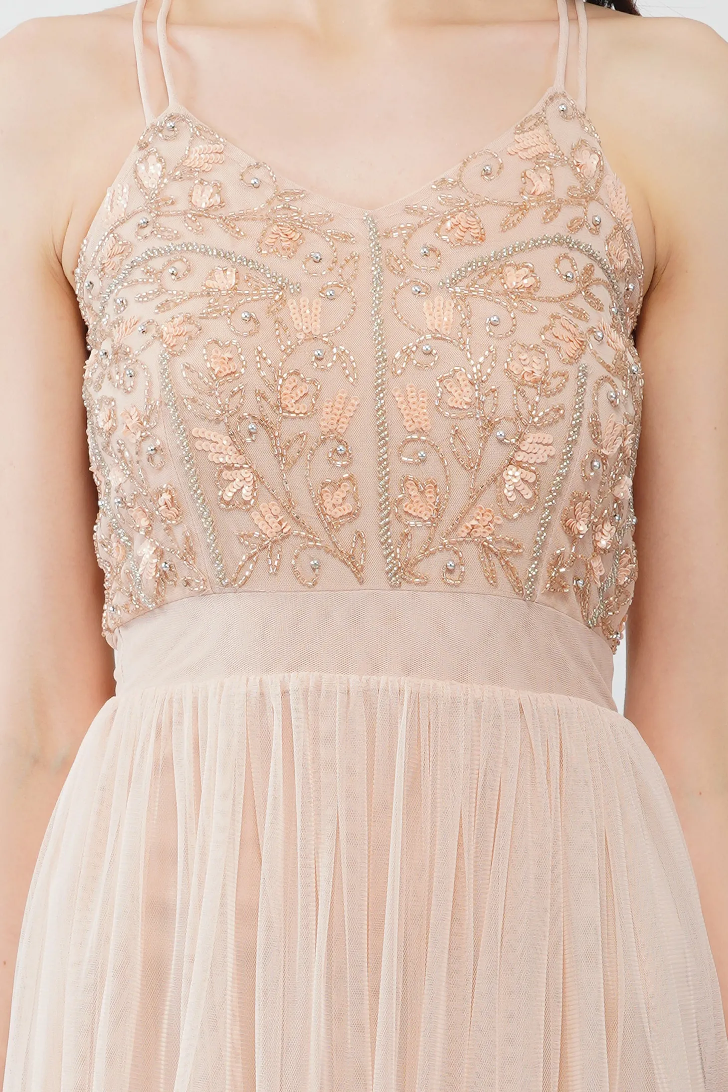 Ursa Blush Pink Embellished Maxi Dress