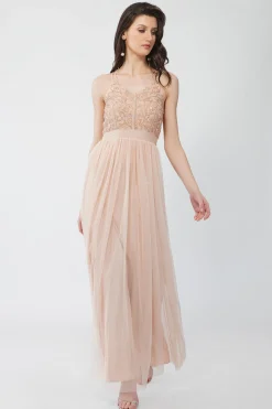 Ursa Blush Pink Embellished Maxi Dress