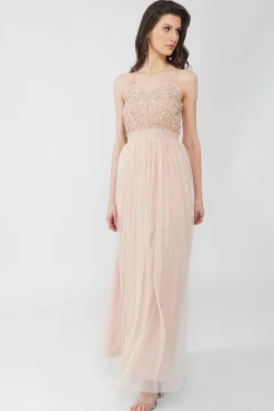 Ursa Blush Pink Embellished Maxi Dress