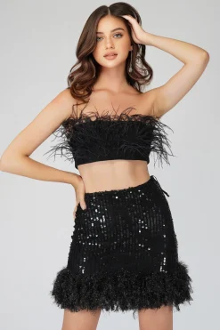 Xara Black Feather Top