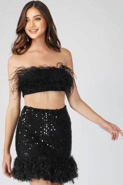 Xara Black Feather Top