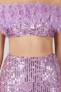 Zuri Sequin Lilac Purple Feather Top